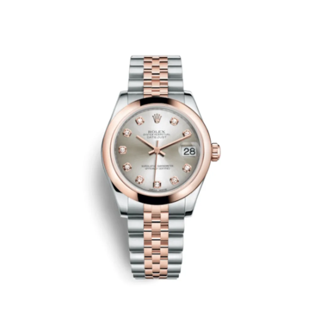 Rolex Datejust 31 Rolesor Everose Domed / Jubilee / Silver Diamonds