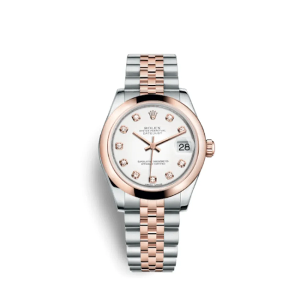 Rolex Datejust 31 Rolesor Everose Domed / Jubilee / White Diamonds