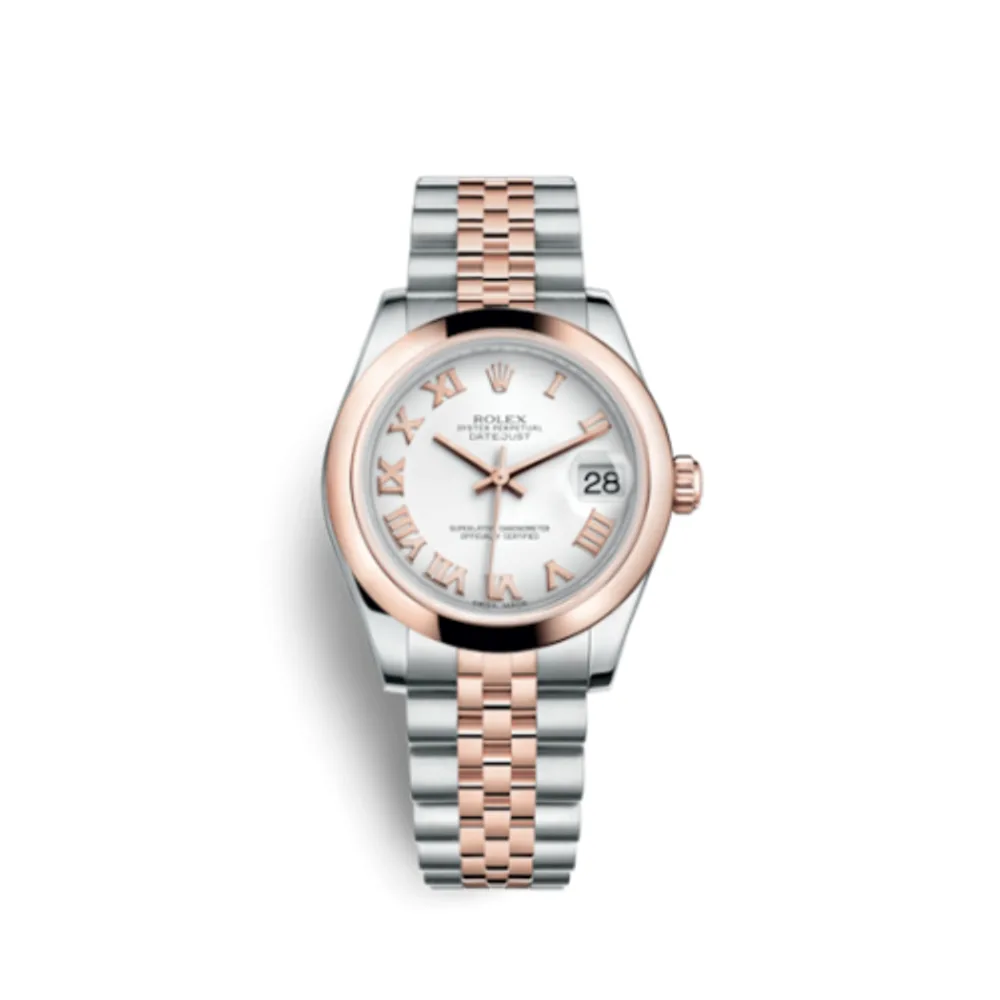 Rolex Datejust 31 Rolesor Everose Domed / Jubilee / White Roman