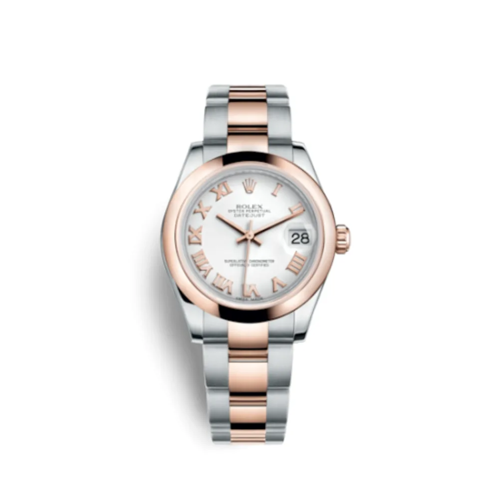 Rolex Datejust 31 Rolesor Everose Domed / Oyster / White Roman