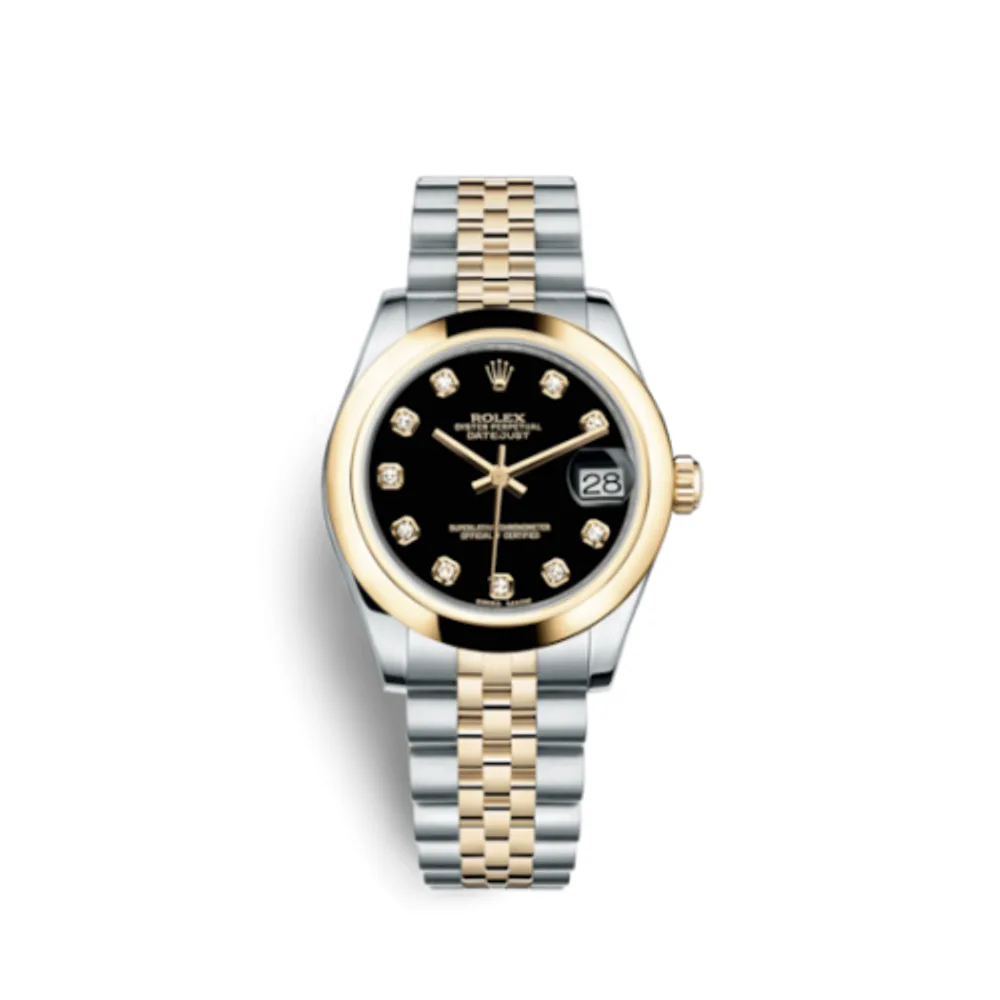 Rolex Datejust 31 Rolesor Yellow Domed / Jubilee / Black Diamond