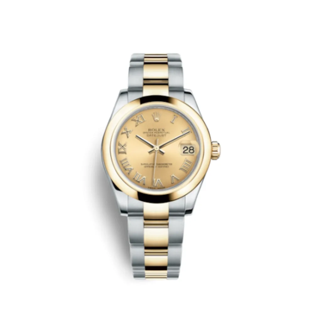 Rolex Datejust 31 Rolesor Yellow Domed / Oyster / Champagne Roman