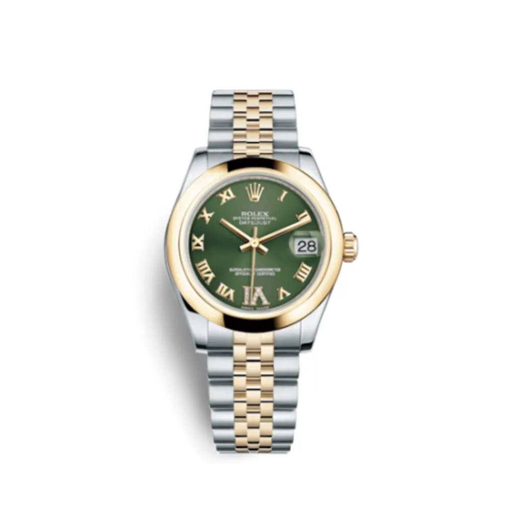 Rolex Datejust 31 Rolesor Yellow Domed / Jubilee / Olive Roman