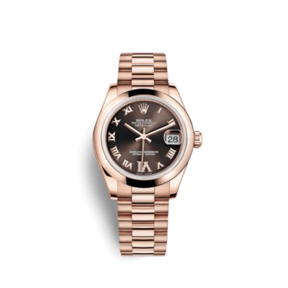Rolex Datejust 31 Everose Domed / President / Chocolate Roman