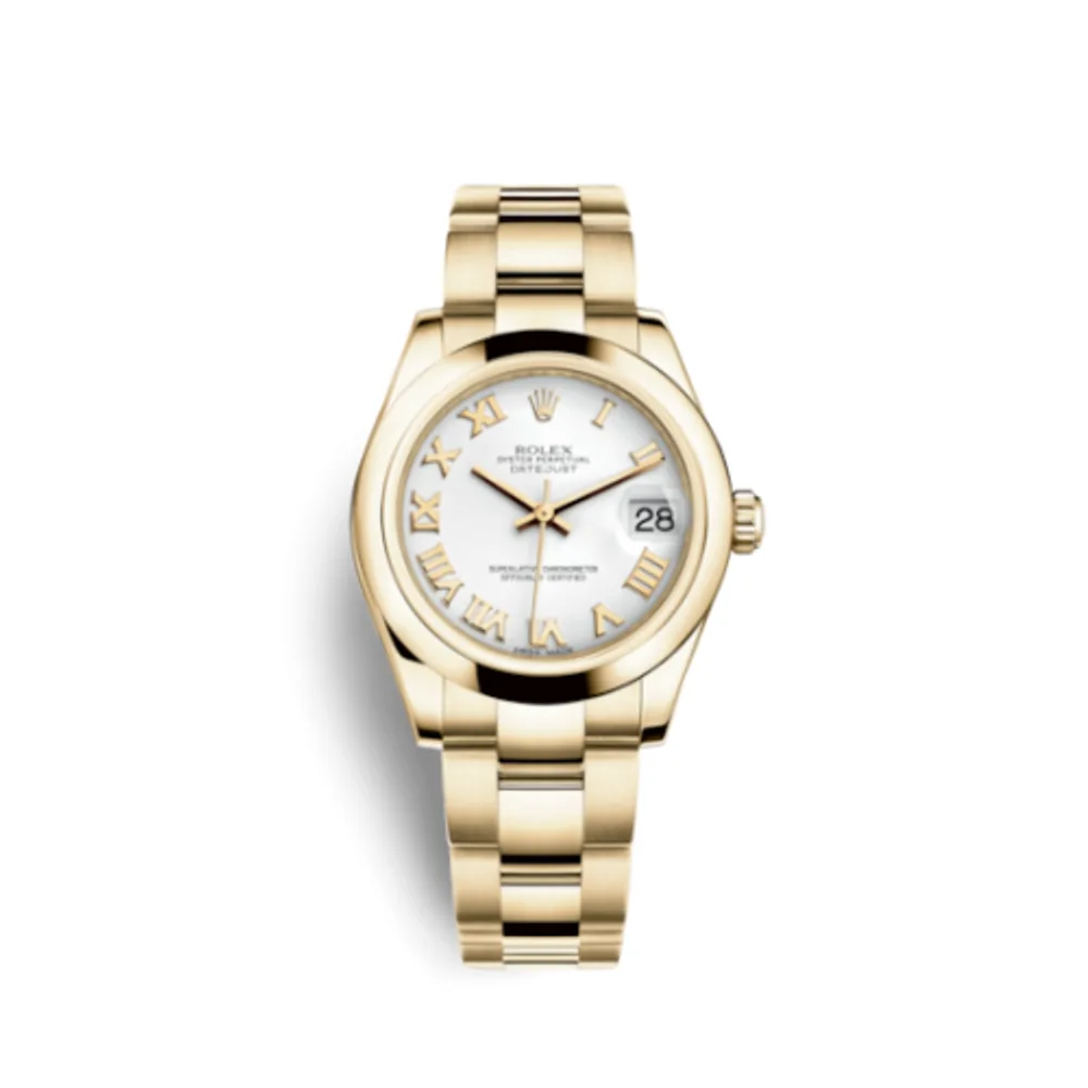 Rolex Datejust 31 Yellow Gold Domed / Oyster / White Roman