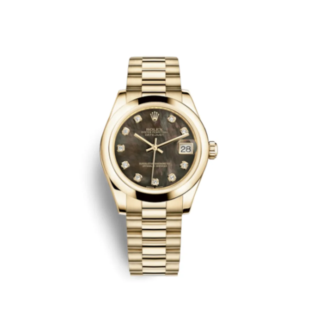 Rolex Datejust 31 Yellow Gold Domed / President / Black MOP