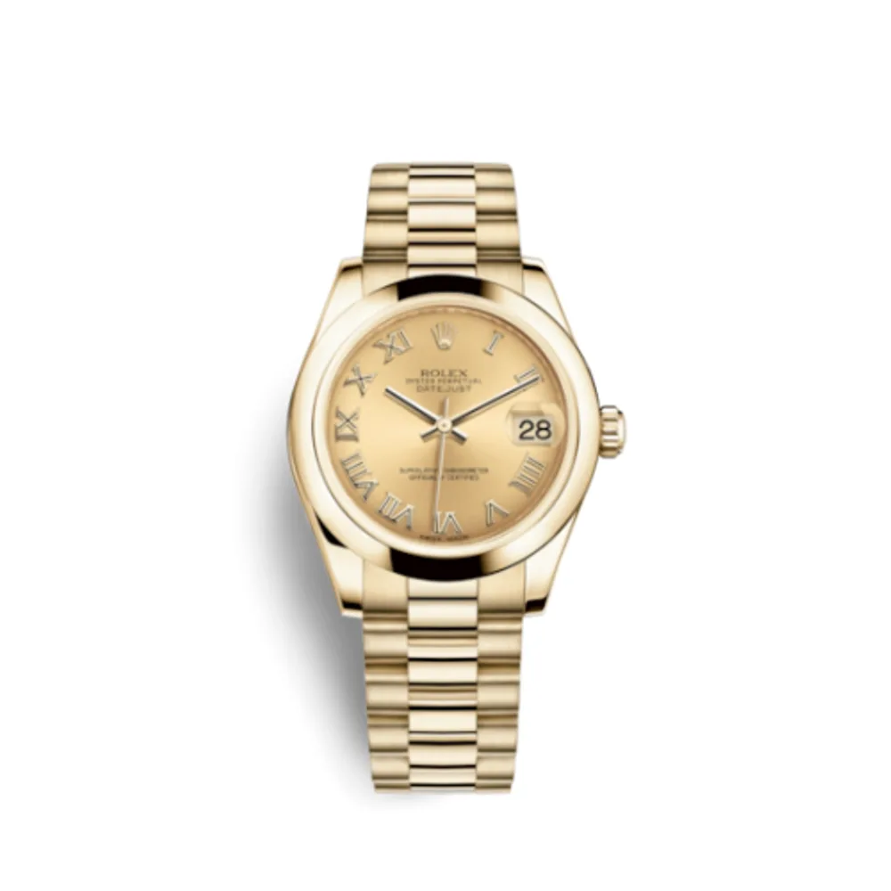 Rolex Datejust 31 Yellow Gold Domed / President / Champagne Roman