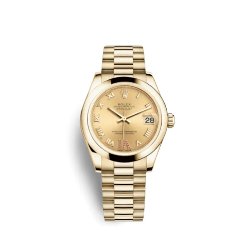 Rolex Datejust 31 Yellow Gold Domed / President / Champagne Roman