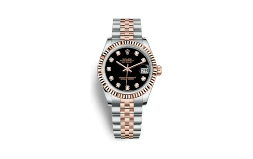 Rolex Datejust 31 Rolesor Everose Fluted / Jubilee / Black Diamond