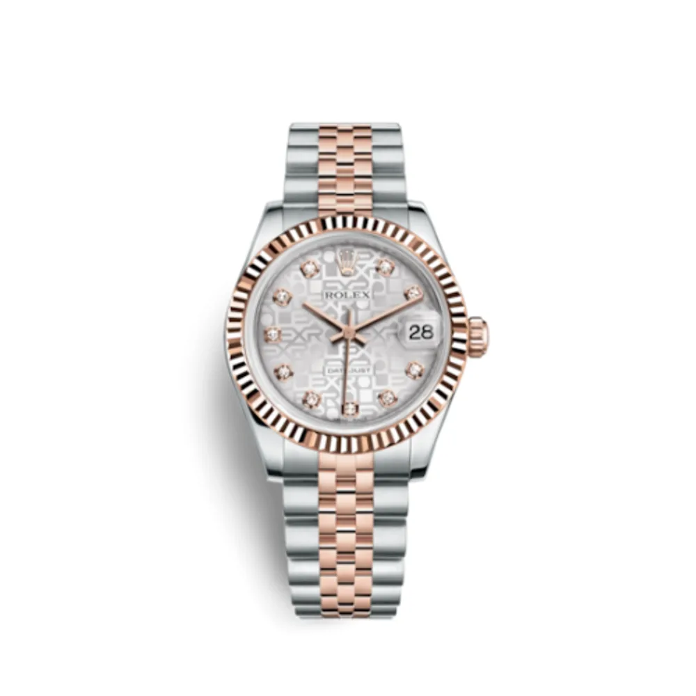 Rolex .Datejust 31 Rolesor Everose Fluted / Jubilee / Silver Computer