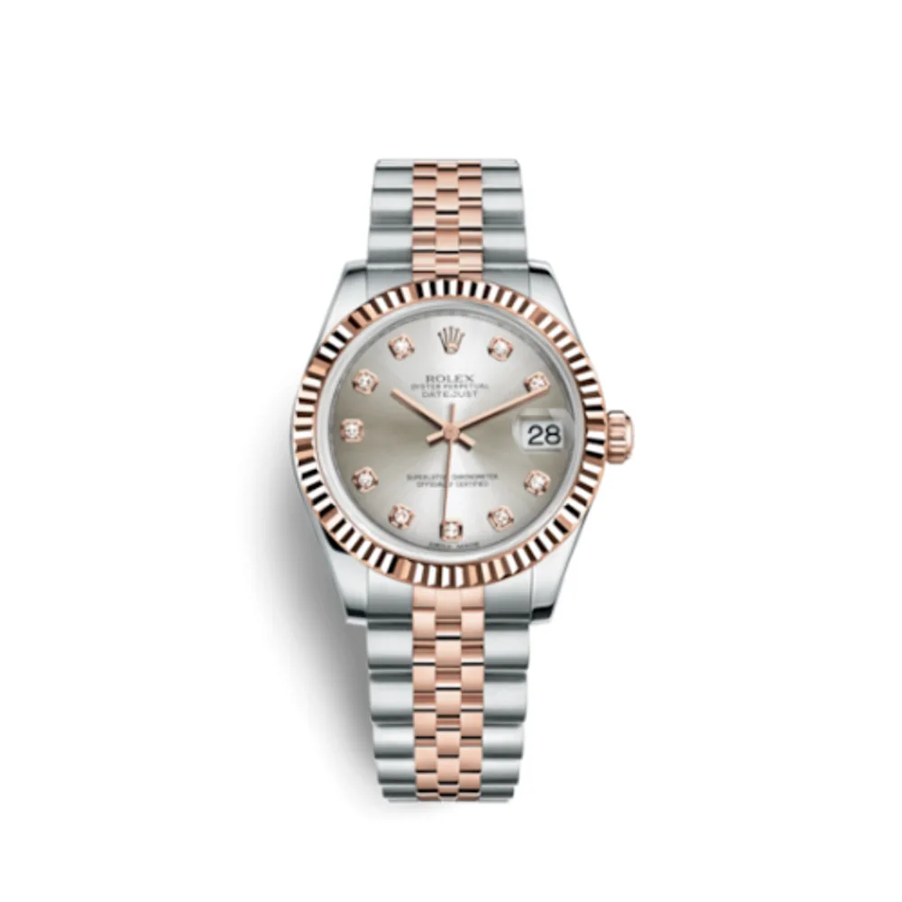 Rolex Datejust 31 Rolesor Everose Fluted / Jubilee / Silver Diamond