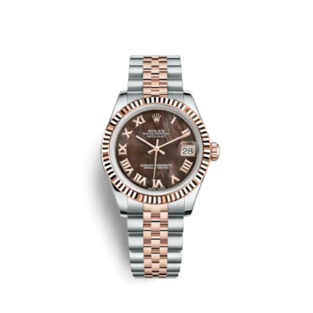 Rolex Datejust 31 Rolesor Everose Fluted / Jubilee / Black MOP Roman