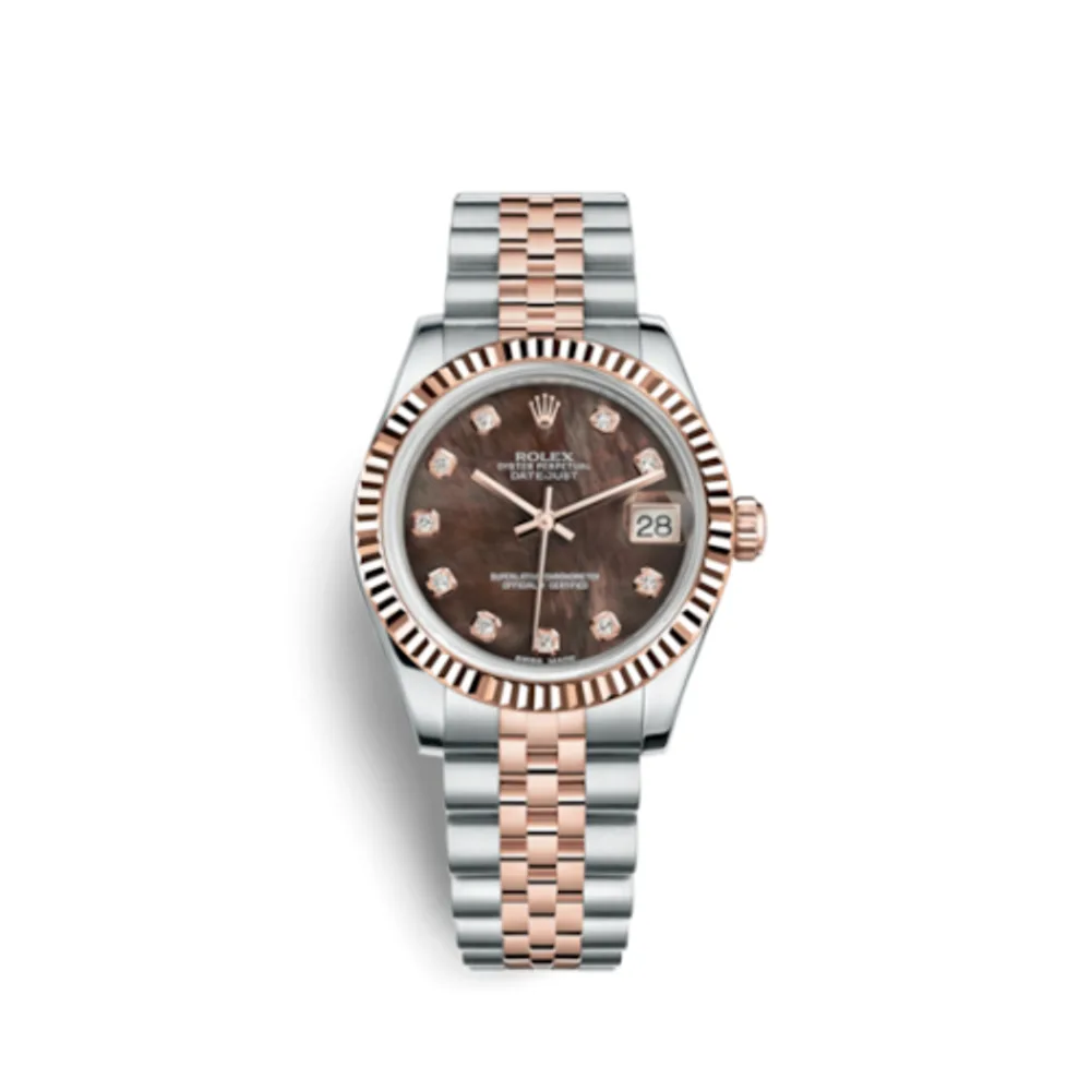 Rolex Datejust 31 Rolesor Everose Fluted / Jubilee / Black MOP