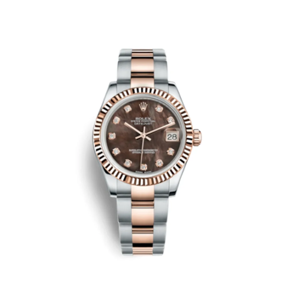 Rolex Datejust 31 Rolesor Everose Fluted / Oyster / Black MOP