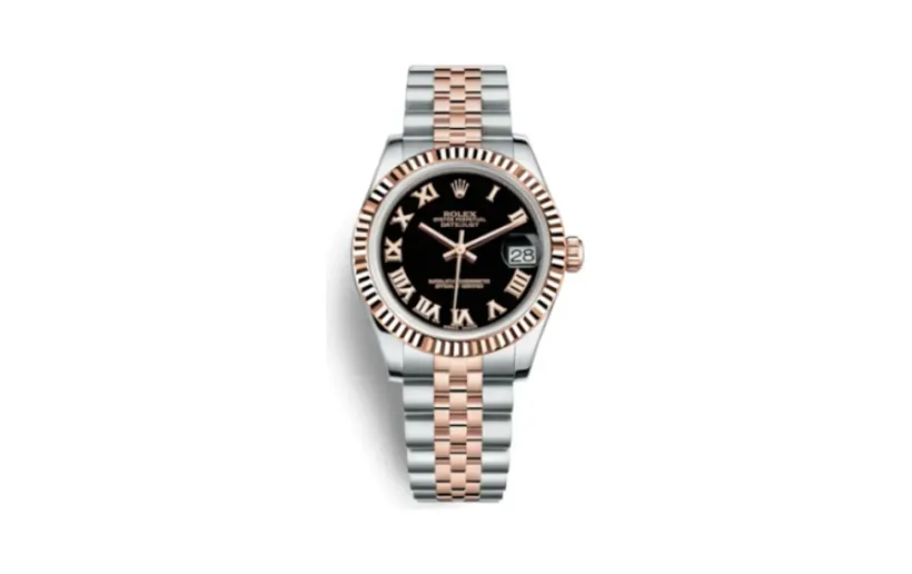 Rolex Datejust 31 Rolesor Everose Fluted / Jubilee / Black Roman