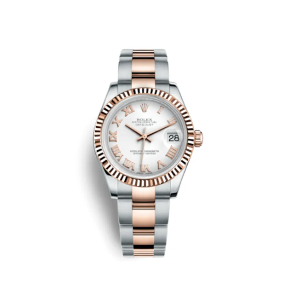 Rolex Datejust 31 Rolesor Everose Fluted / Oyster / White Roman
