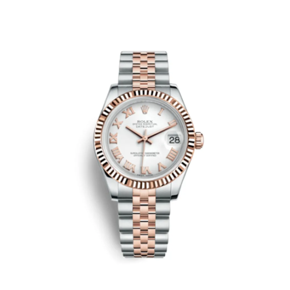 Rolex Datejust 31 Rolesor Everose Fluted / Jubilee / White Roman