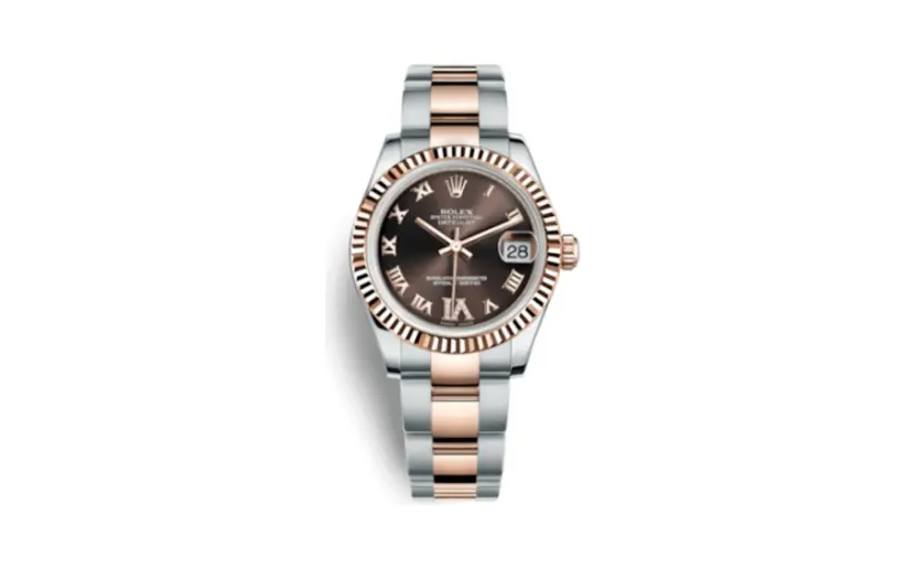 Rolex Datejust 31 Rolesor Everose Fluted / Oyster / Chocolate Roman