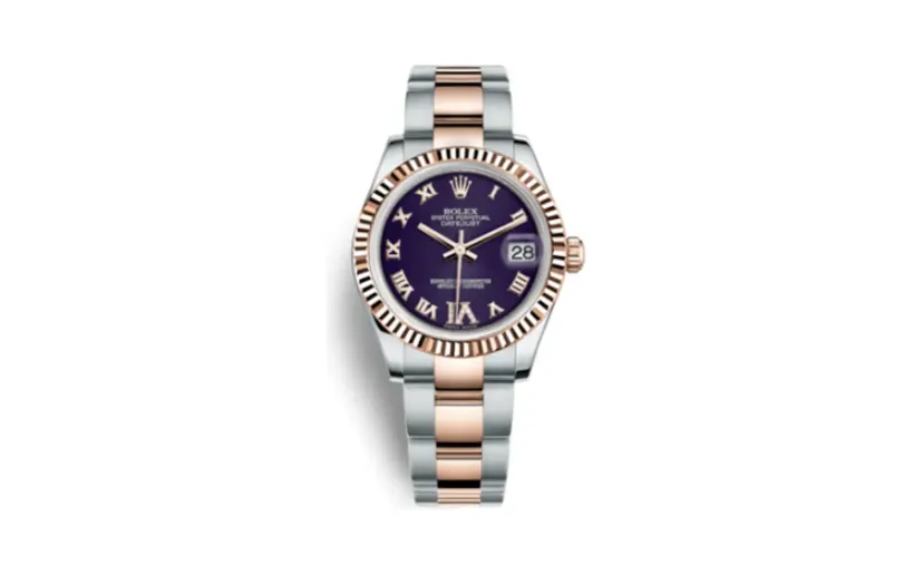 Rolex Datejust 31 Rolesor Everose Fluted / Oyster / Purple Roman