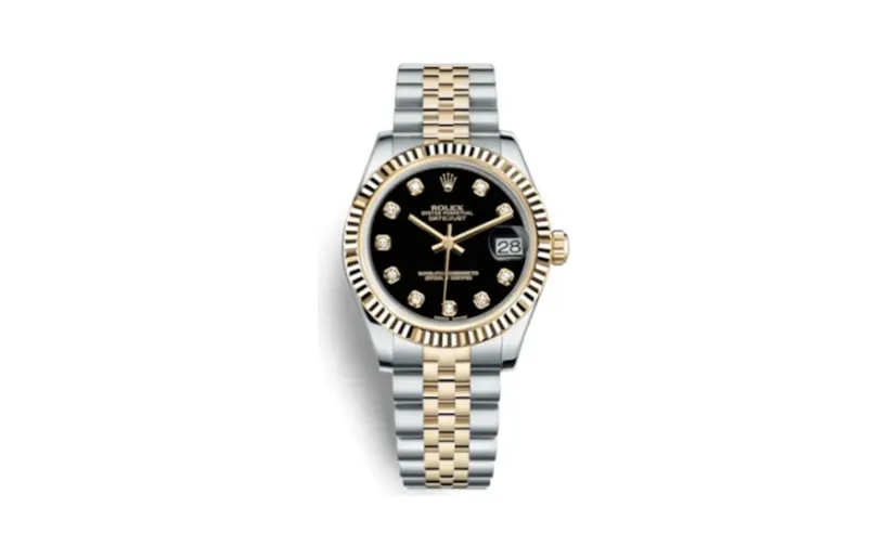 Rolex Datejust 31 Rolesor Yellow Fluted / Jubilee / Black Diamond