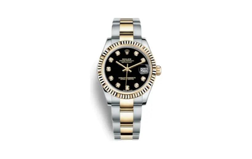 Rolex Datejust 31 Rolesor Yellow Fluted / Oyster / Black Diamond