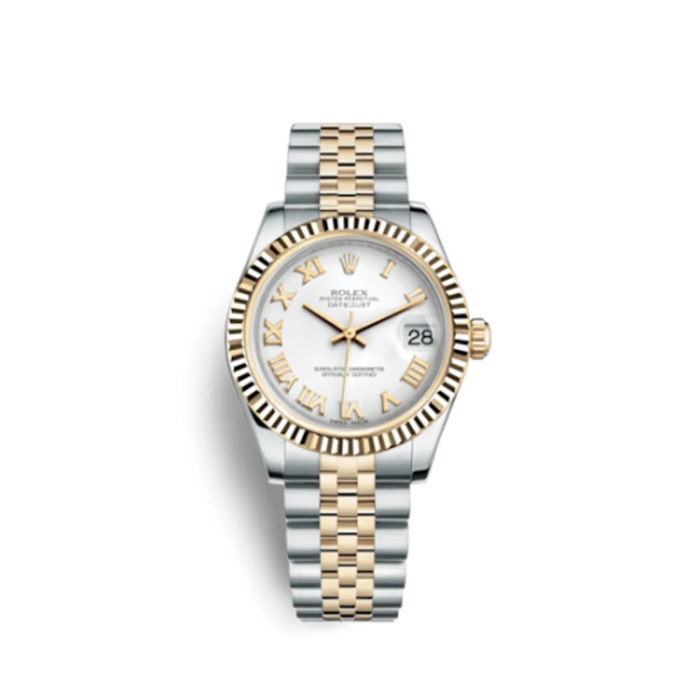 Rolex Datejust 31 Rolesor Yellow Fluted / Jubilee / White Roman