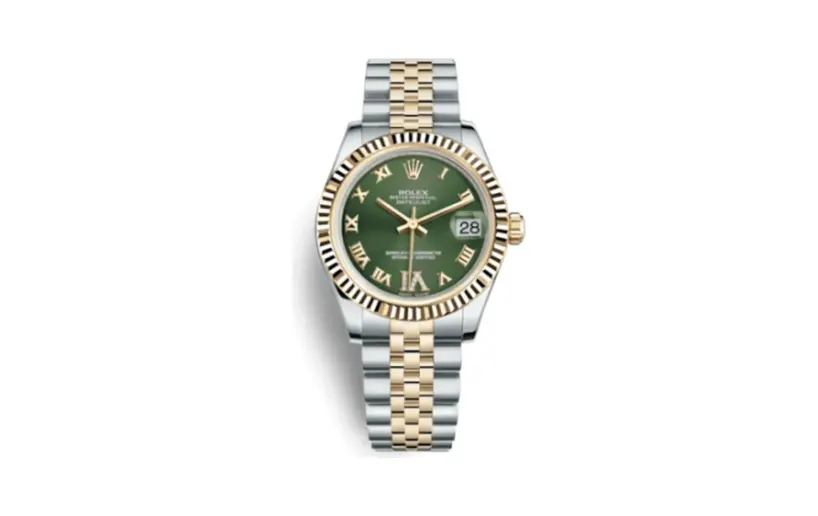 Rolex Datejust 31 Rolesor Yellow Fluted / Jubilee / Olive Green Roman