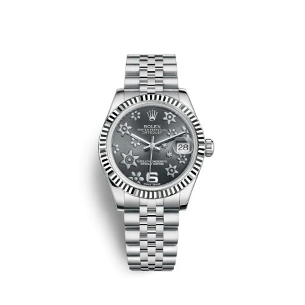 Rolex Datejust 31 Stainless Steel Fluted / Jubilee / Dark Rhodium Floral