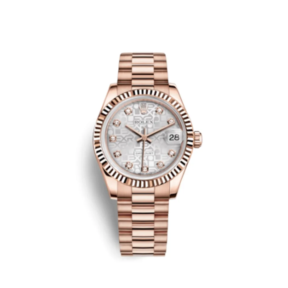 Rolex Datejust 31 Everose Fluted / President / Silver Computer