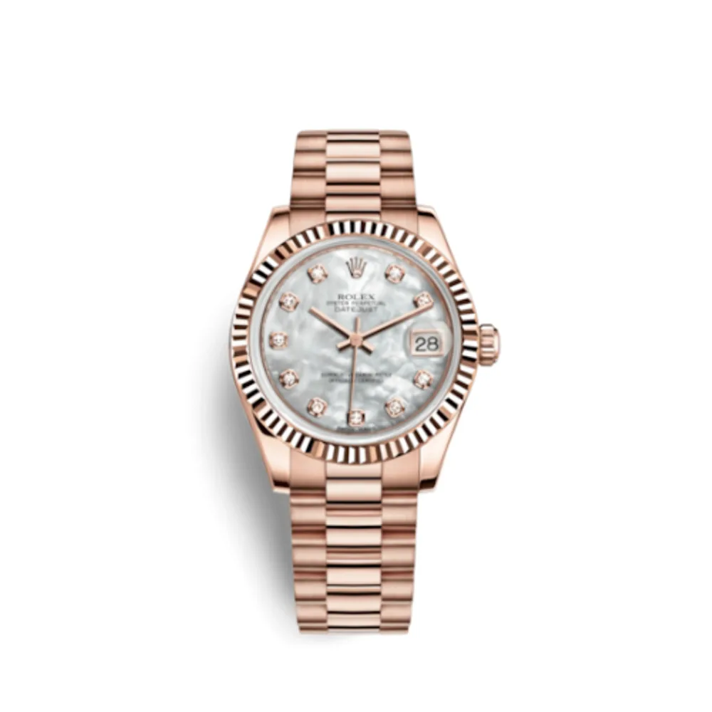 Rolex Datejust 31 Everose Fluted / President / MOP
