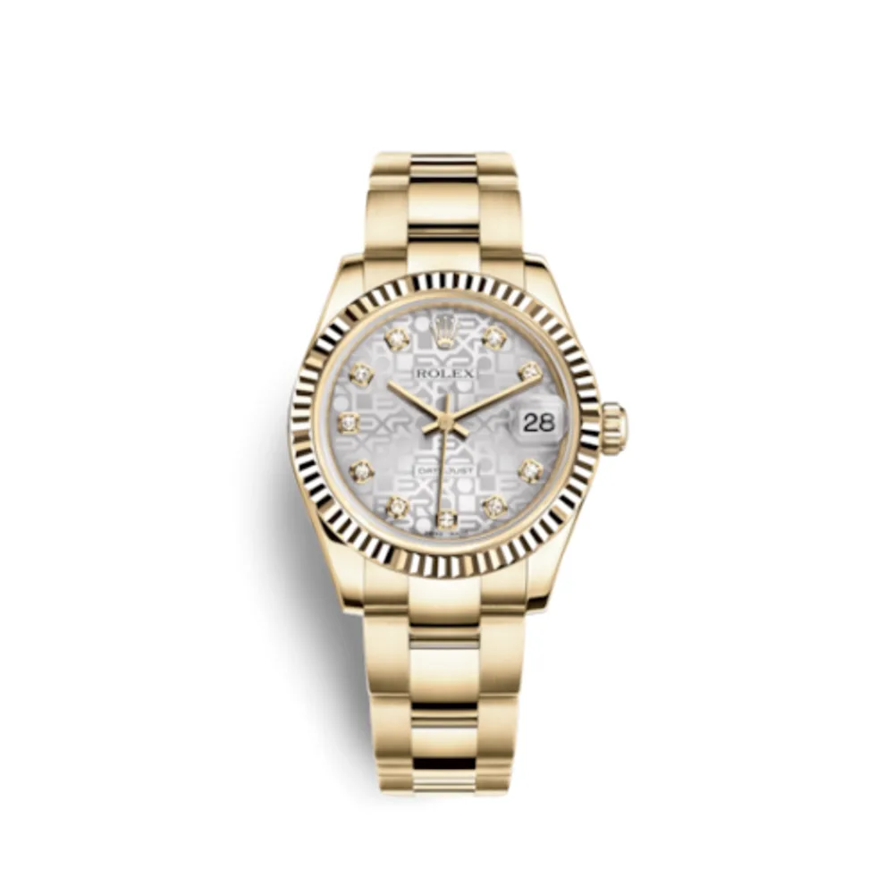 Rolex Datejust 31 Yellow Gold Fluted / Oyster / Silver Computer