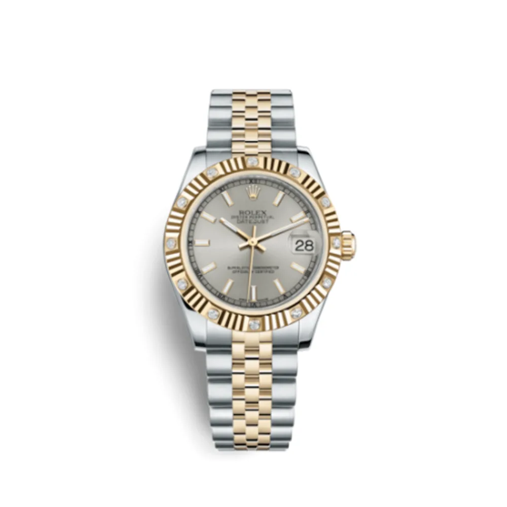 Rolex Datejust 31 Rolesor Yellow Fluted Diamond / Jubilee / Silver