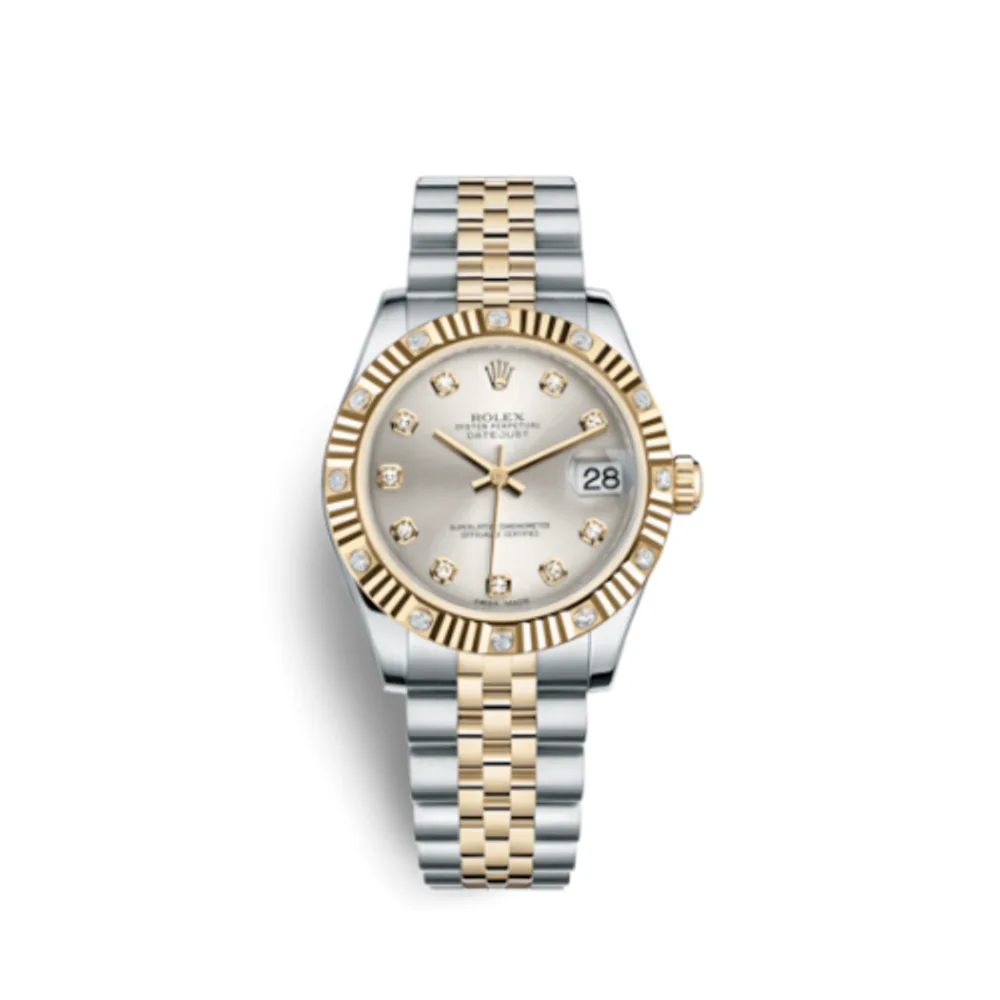 Rolex Datejust 31 Rolesor Yellow Fluted Diamond / Jubilee / Silver Diamond