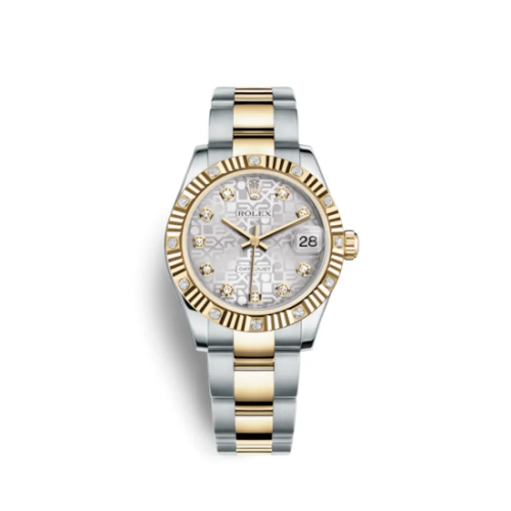 Rolex Datejust 31 Rolesor Fluted Diamond / Oyster / Silver Computer