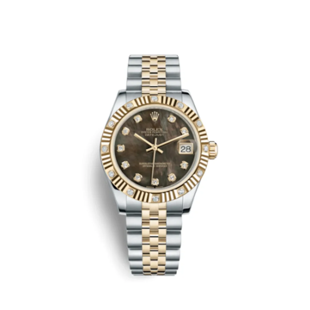 Rolex Datejust 31 Rolesor Yellow Fluted Diamond / Jubilee / Black MOP
