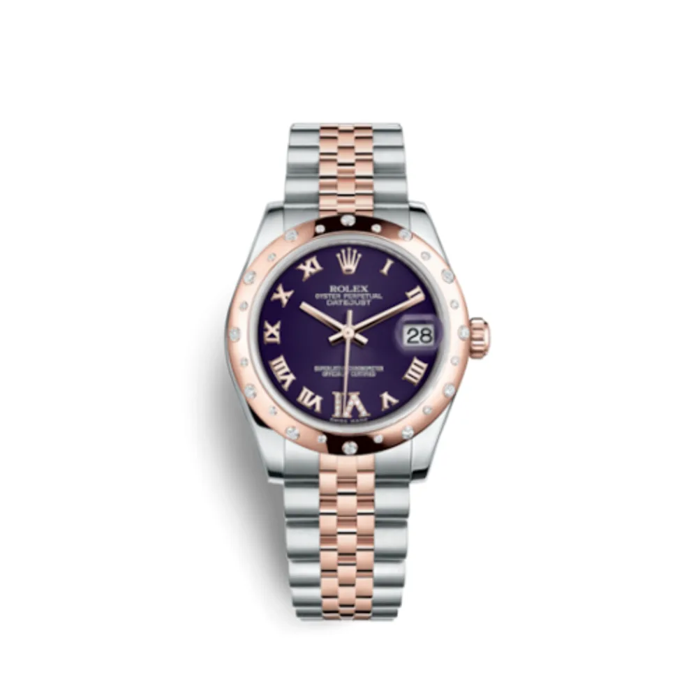 Rolex Datejust 31 Rolesor Everose Domed Diamond / Jubilee / Purple Roman