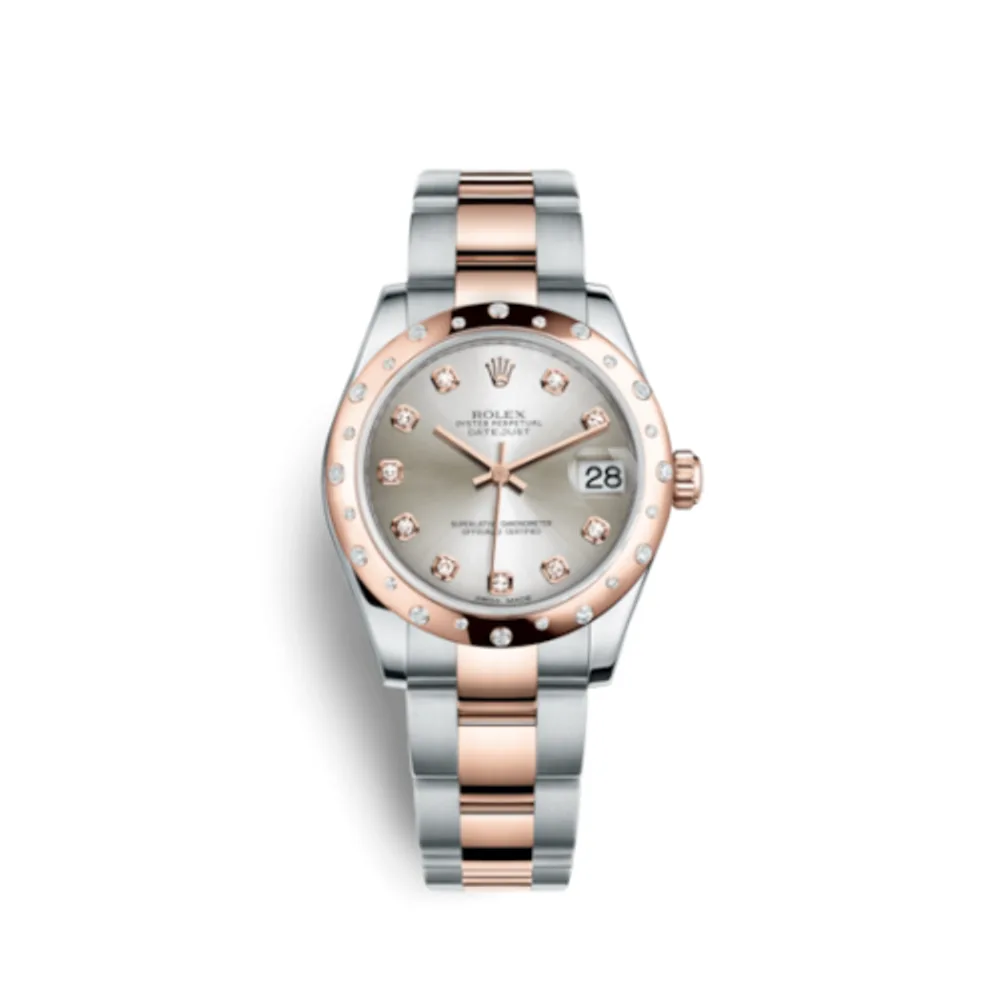 Rolex Datejust 31 Rolesor Everose Domed Diamond / Oyster / Silver Diamond