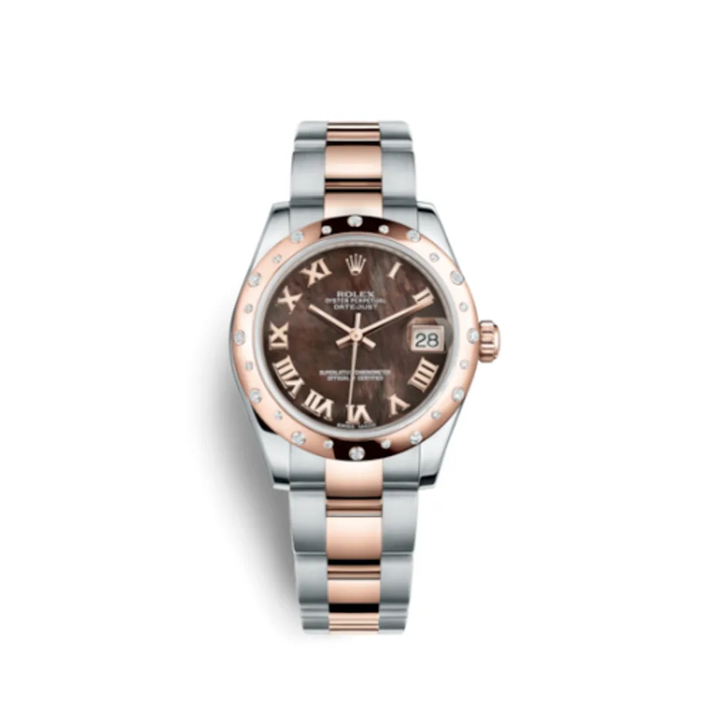Rolex Datejust 31 Rolesor Everose Domed Diamond / Oyster / Black MOP Roman