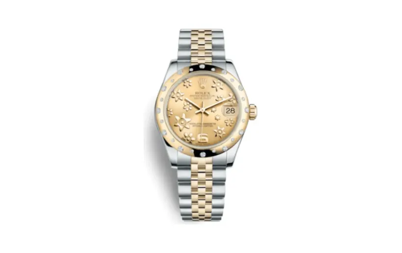 Rolex Datejust 31 Rolesor Yellow Domed Diamond / Jubilee / Champagne Floral