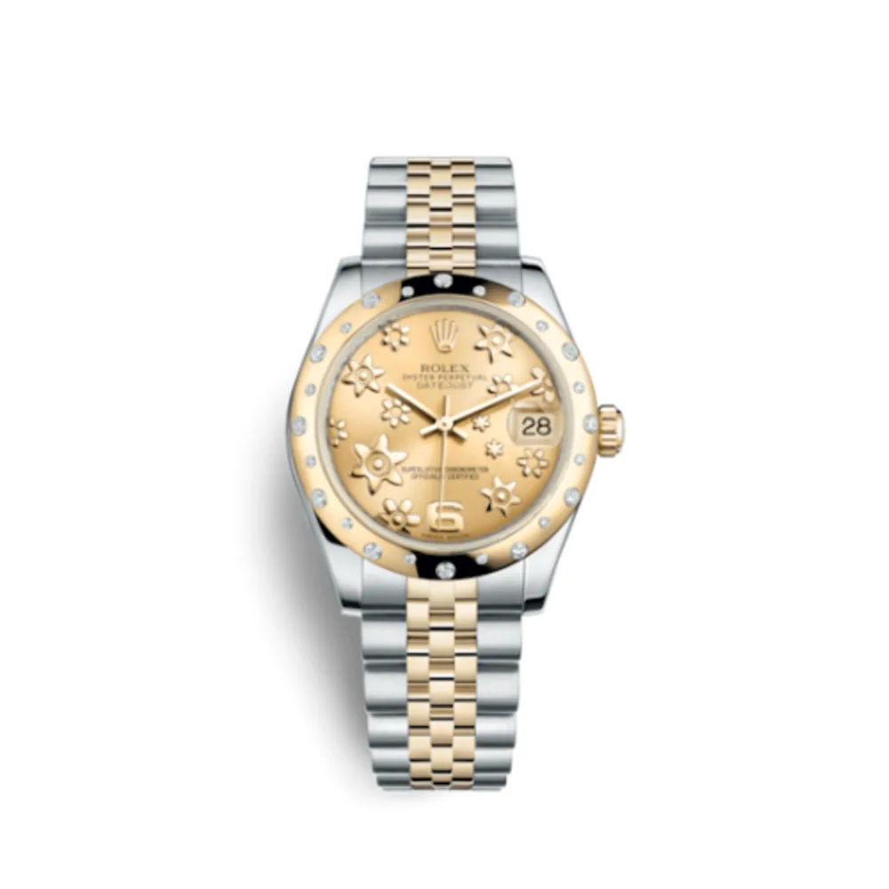 Rolex Datejust 31 Rolesor Yellow Domed Diamond / Jubilee / Champagne Floral