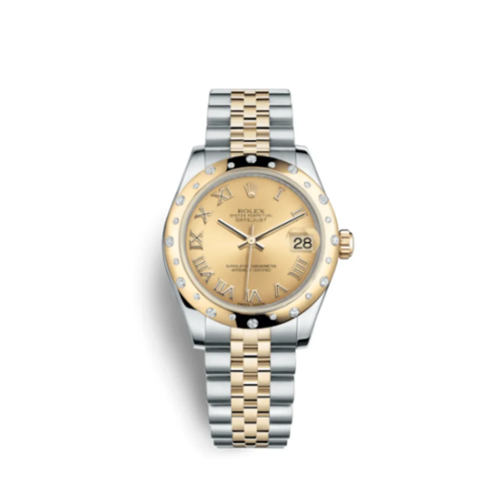 Rolex Datejust 31 Rolesor Yellow Domed Diamond / Jubilee / Champagne Roman