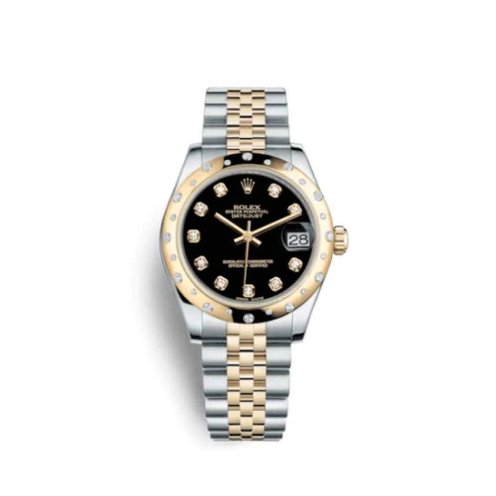 Rolex Datejust 31 Rolesor Yellow Domed Diamond / Jubilee / Black Diamond