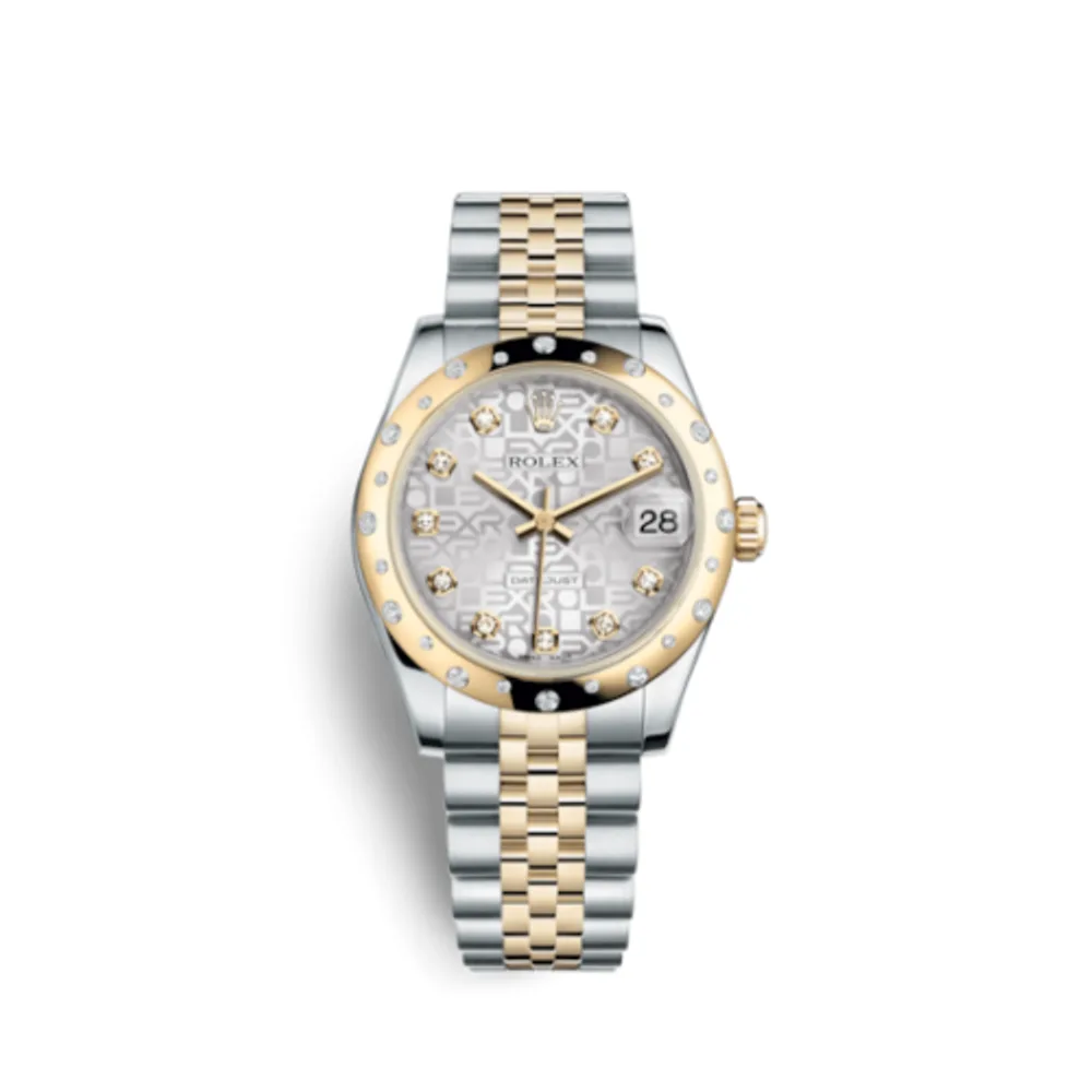Rolex Datejust 31 Rolesor Yellow Domed Diamond / Jubilee / Silver Computer