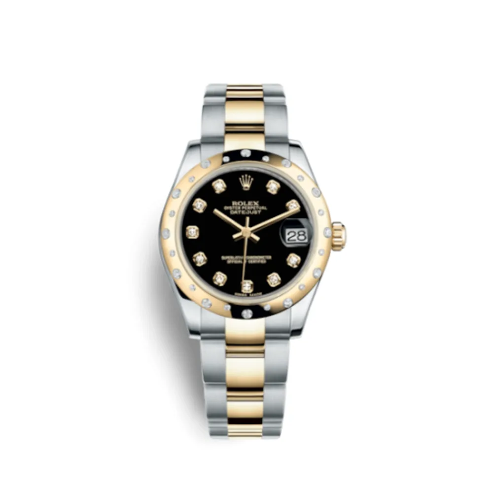 Rolex Datejust 31 Rolesor Yellow Domed Diamond / Oyster / Black Diamond