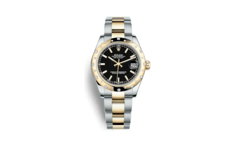 Rolex Datejust 31 Rolesor Yellow Domed Diamond / Oyster / Black