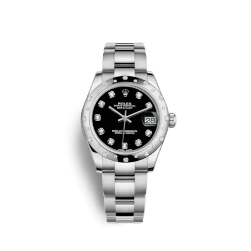 Rolex Datejust 31 Stainless Steel Domed Diamond / Oyster / Black - Diamond