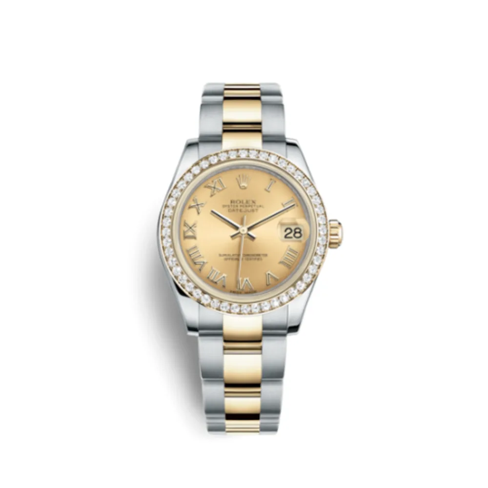 Rolex Datejust 31 Rolesor Yellow Diamond / Oyster / Champagne Roman