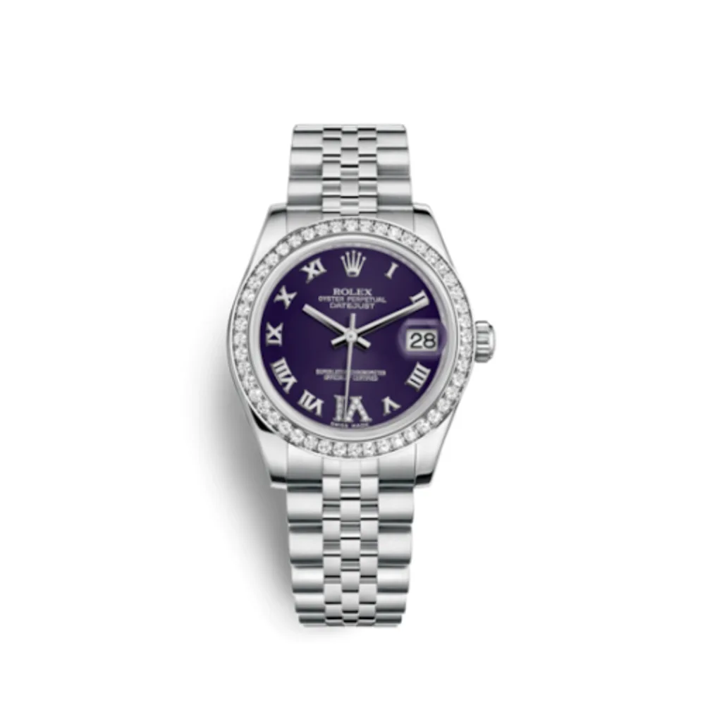 Rolex Datejust 31 Stainless Steel Diamond / Jubilee / Purple - Roman