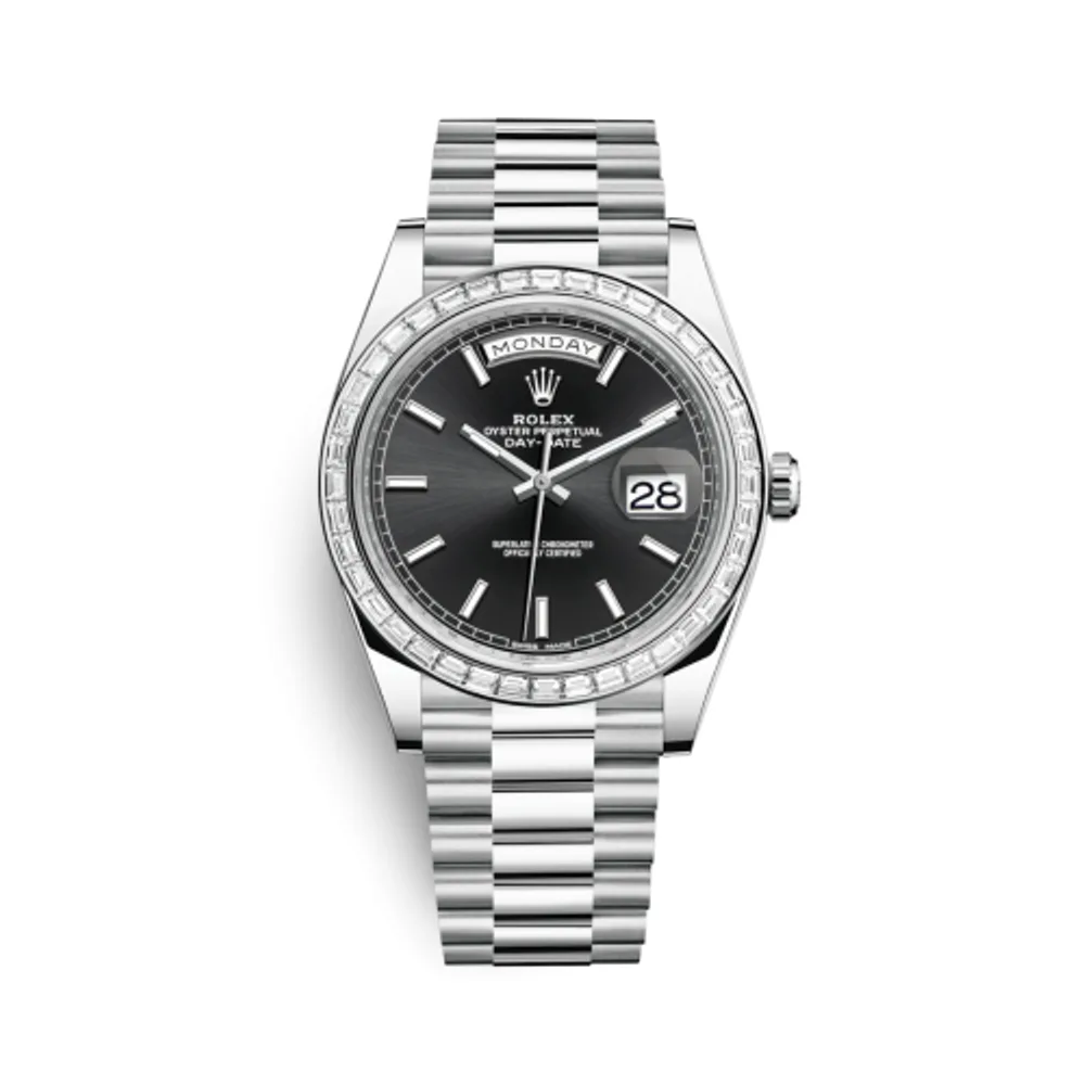 Rolex Day-Date 40 Platinum - Baguette / Black