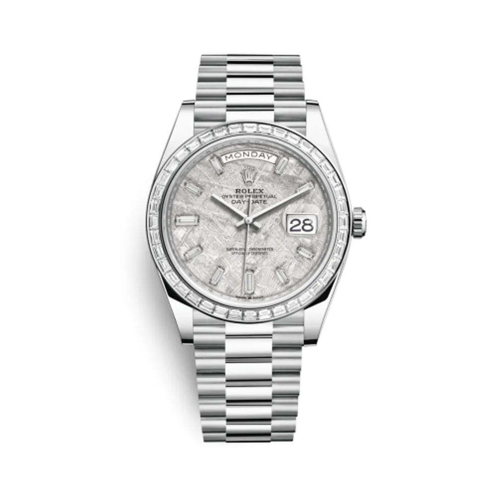 Rolex Day-Date 40 Platinum - Baguette / Meteorite - Baguette